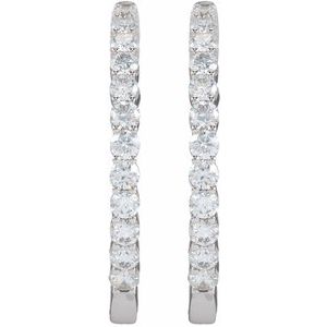 14K White Gold 3 CTW Natural Diamond Inside-Outside Hinged 30 mm Hoop Earrings – image 2