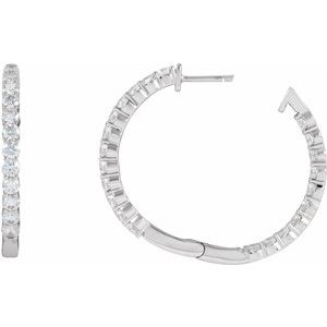 Sterling Silver 3 CTW Lab-Grown Diamond Inside-Outside 30 mm Hoop Earrings – image 4