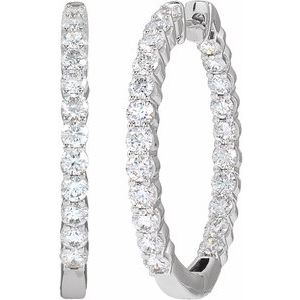 14K White Gold 3 CTW Lab-Grown Diamond Inside-Outside Hinged 30 mm Hoop Earrings – image 3