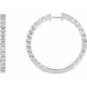Sterling Silver 4 CTW Lab-Grown Diamond Inside-Outside 36 mm Hoop Earrings