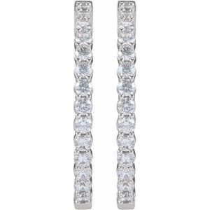 Sterling Silver 4 CTW Lab-Grown Diamond Inside-Outside 36 mm Hoop Earrings – image 3