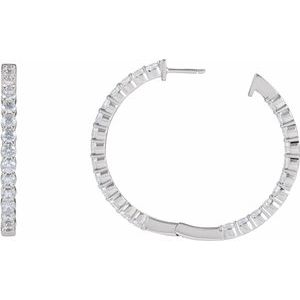 Sterling Silver 4 CTW Lab-Grown Diamond Inside-Outside 36 mm Hoop Earrings – image 4
