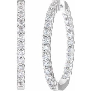 Sterling Silver 4 CTW Lab-Grown Diamond Inside-Outside 36 mm Hoop Earrings – image 2