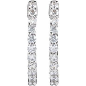 14K White 3/4 CTW Lab-Grown Diamond Inside-Outside Hinged 17.2 mm Hoop Earrings