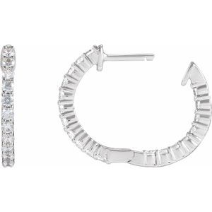 14K White Gold 3/4 CTW Lab-Grown Diamond Inside-Outside Hinged 17.2 mm Hoop Earrings – image 4