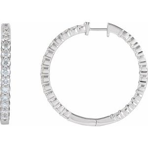 Sterling Silver 5 CTW Lab-Grown Diamond Inside-Outside 37.8 mm Hoop Earrings