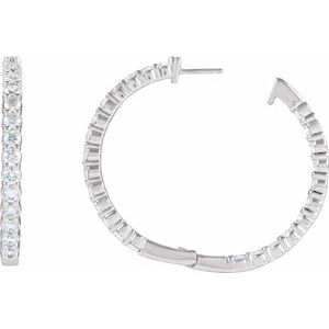 Sterling Silver 5 CTW Lab-Grown Diamond Inside-Outside 37.8 mm Hoop Earrings – image 4