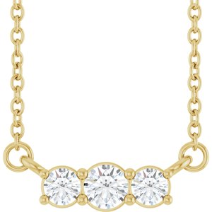 14K Yellow Gold 1/5 CTW Natural Diamond Three-Stone 18" Necklace