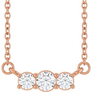14K Rose Gold 1/5 CTW Natural Diamond Three-Stone 18" Necklace