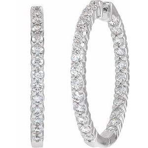 Sterling Silver 5 CTW Lab-Grown Diamond Inside-Outside 37.8 mm Hoop Earrings – image 2