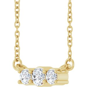14K Yellow Gold 1/5 CTW Lab-Grown Diamond Three-Stone 18" Necklace