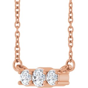 14K Rose Gold 1/5 CTW Lab-Grown Diamond Three-Stone 18" Necklace