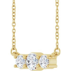14K Yellow Gold 1/2 CTW Natural Diamond Three-Stone 18" Necklace