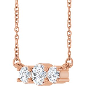 14K Rose Gold 1/2 CTW Natural Diamond Three-Stone 18" Necklace