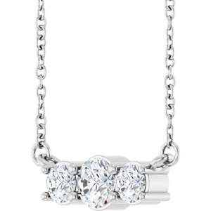 14K White Gold 1/2 CTW Natural Diamond Three-Stone 18" Necklace