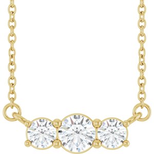 14K Yellow Gold 1/2 CTW Natural Diamond Three-Stone 18" Necklace