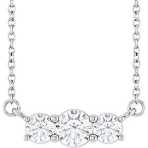 Platinum 1/2 CTW Lab-Grown Diamond Three-Stone 18" Necklace