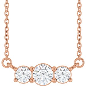 14K Rose Gold 1/2 CTW Natural Diamond Three-Stone 18" Necklace