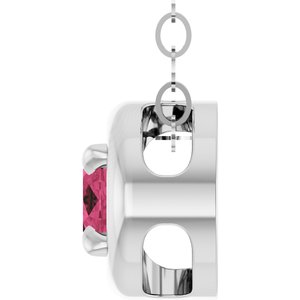 Sterling Silver Natural Rhodolite Garnet Solitaire 18" Necklace