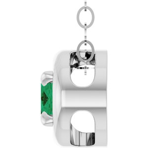 Sterling Silver Lab-Grown Emerald Solitaire 18" Necklace