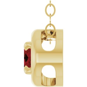 14K Yellow Gold Natural Mozambique Garnet Solitaire 18" Necklace