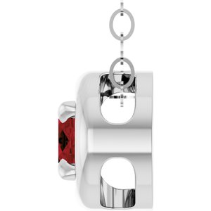 14K White Gold Natural Mozambique Garnet Solitaire 18" Necklace