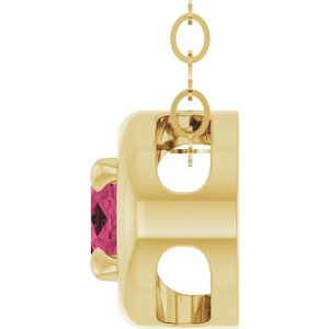 14K Yellow Gold Natural Rhodolite Garnet Solitaire 18" Necklace