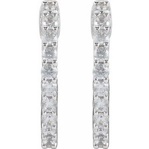 14K White Gold 1/2 CTW Lab-Grown Diamond Inside-Outside Hinged 14.5 mm Hoop Earrings – image 3