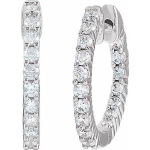 14K White Gold 1/2 CTW Lab-Grown Diamond Inside-Outside Hinged 14.5 mm Hoop Earrings