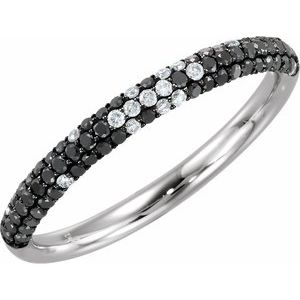 Black Rhodium-Plated 14K White Gold 3/8 CTW Natural Black & White Diamond Pav��-Style Ring