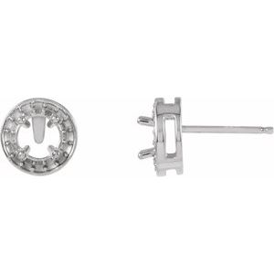 Platinum 4.1 mm Round Halo-Style Earring Mounting