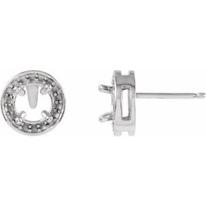 14K White Gold 4.6 mm Round Halo-Style Earring Mounting