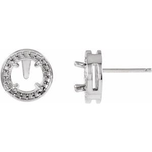 14K White Gold 5.8 mm Round Halo-Style Earring Mounting