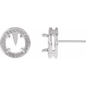 18K White Gold 6.5 mm Round Halo-Style Earring Mounting