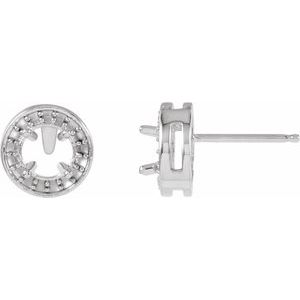 14K White Gold 4.4 mm Round Halo-Style Earring Mounting
