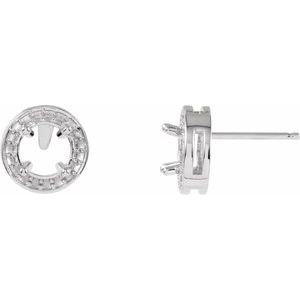 18K White Gold 5.2 mm Round Halo-Style Earring Mounting