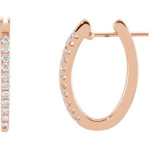 14K Rose Gold 1/3 CTW Natural Diamond Hoop Earrings