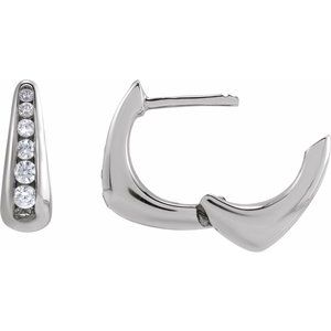 14K White Gold 1/4 CTW Lab-Grown Diamond Huggie 11.5 mm Hoop Earrings