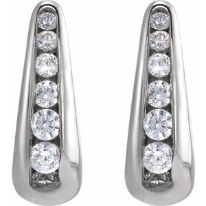 14K White Gold 1/4 CTW Lab-Grown Diamond Huggie 11.5 mm Hoop Earrings
