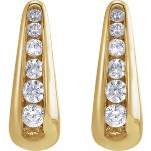 14K Yellow Gold 1/4 CTW Lab-Grown Diamond Huggie 11.5 mm Hoop Earrings