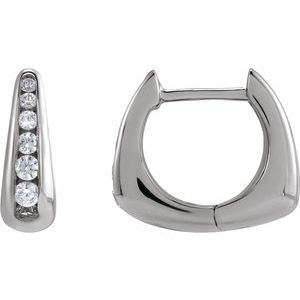 14K White Gold 1/4 CTW Lab-Grown Diamond Huggie 11.5 mm Hoop Earrings