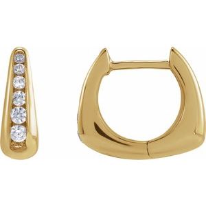 14K Yellow Gold 1/4 CTW Lab-Grown Diamond Huggie 11.5 mm Hoop Earrings