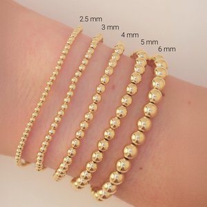 14K Yellow Gold-Filled 5 mm Elastic Bead 6 1/2" Bracelet