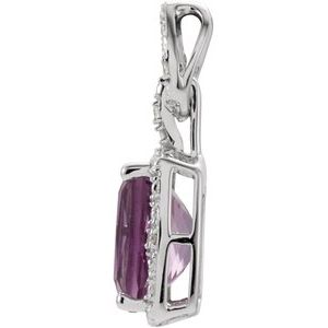 14K White Gold Natural Amethyst & .025 CTW Natural Diamond Pendant