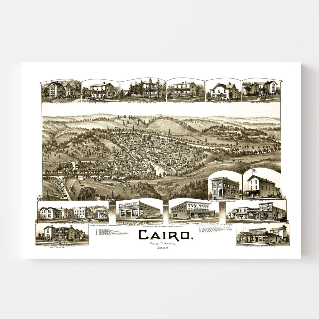 Vintage Map of Cairo, West Virginia 1899