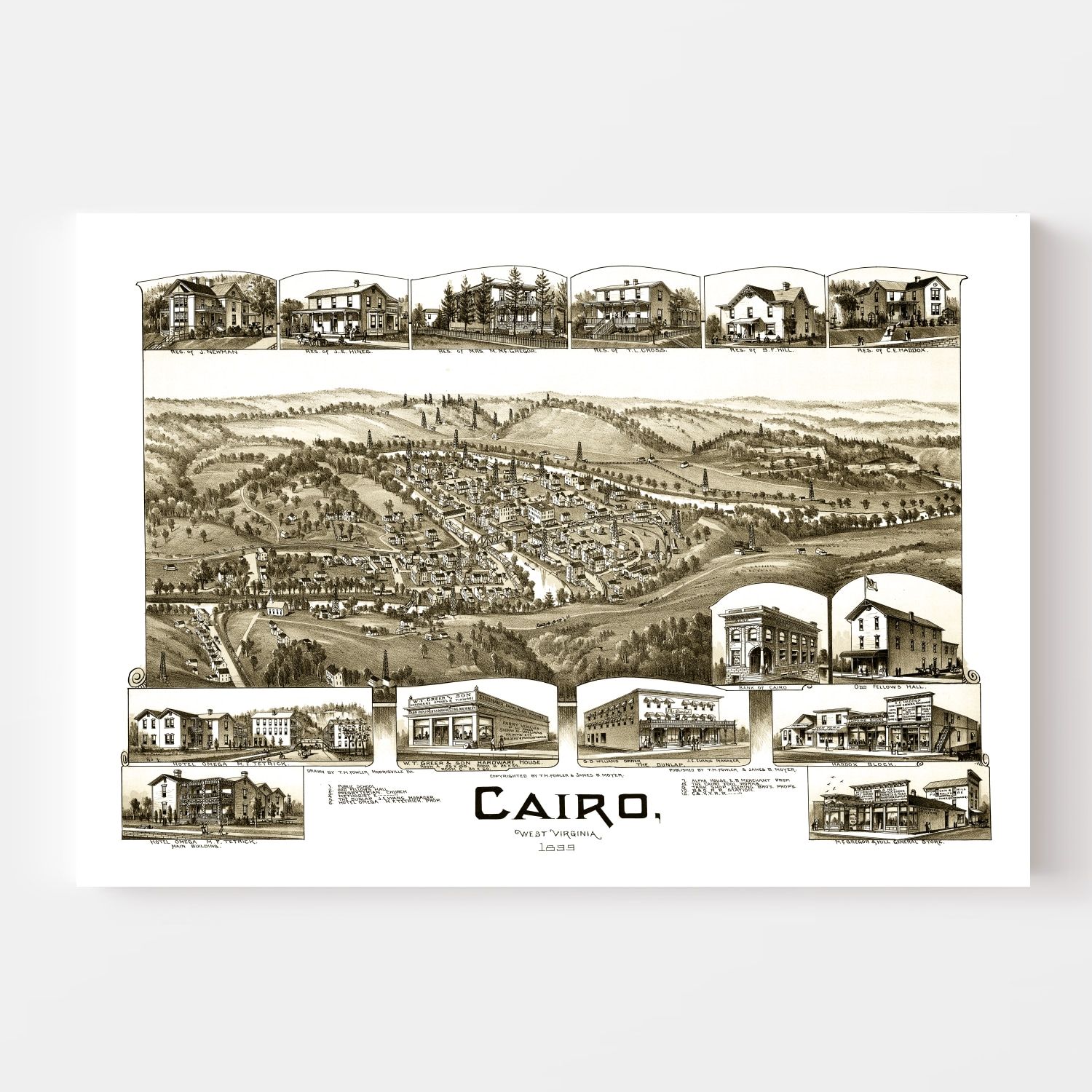 Vintage Map of Cairo, West Virginia 1899