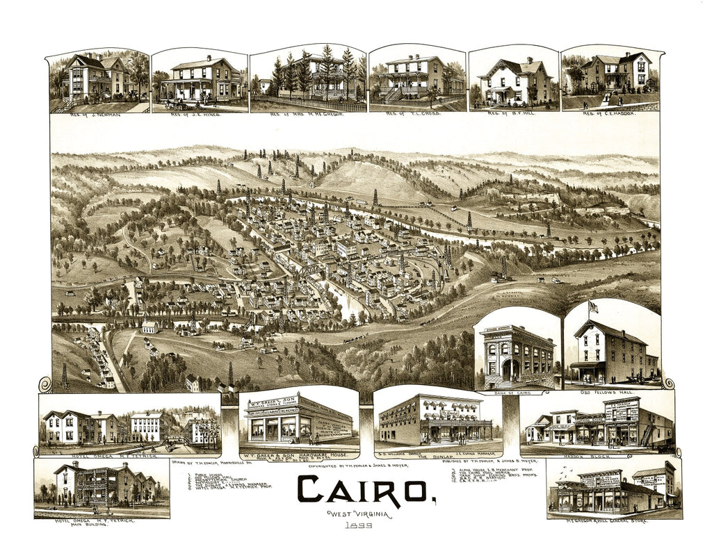 Vintage Map of Cairo, West Virginia 1899