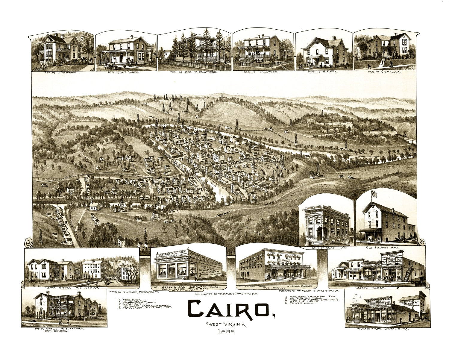 Vintage Map of Cairo, West Virginia 1899