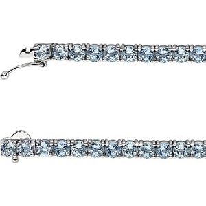 14K White Gold Natural Sky Blue Topaz 7 1/4" Line Bracelet – image 3