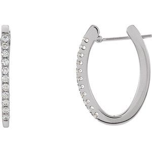 14K White Gold 1/3 CTW Natural Diamond Hoop Earrings